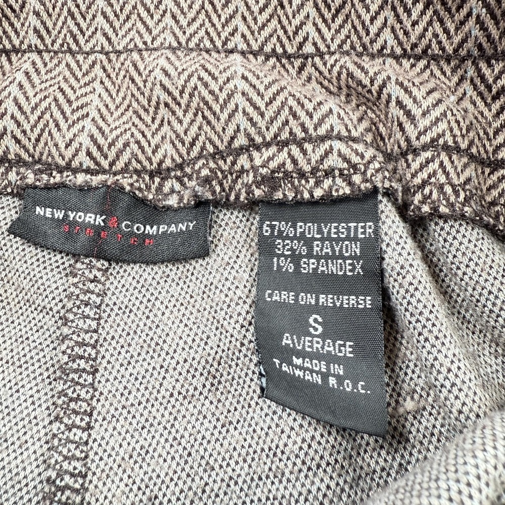 New York & Company Pants Womens S Brown Herringbone Stretch Dress Trousers Work - Picture 10 of 12